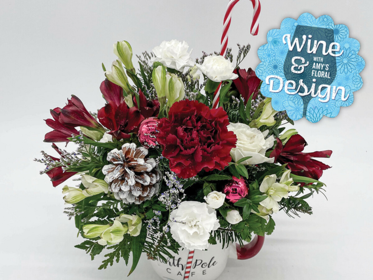 Wine & Design Christmas Floral Centerpiece Hudson Valley