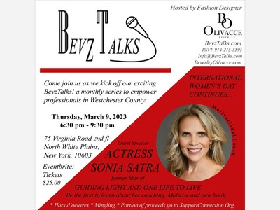 International Women's Day Continues with Actress Sonia Satra (BevzTalks) March 9th 6:30-9:30 pm