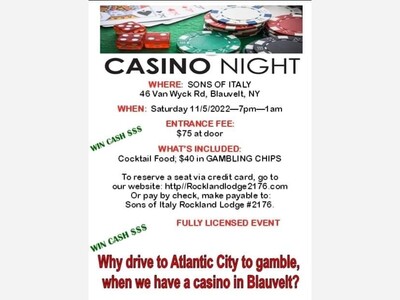 Blauvelt Sons of Italy to Host Casino November 5th