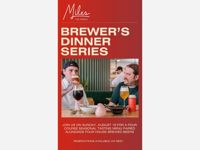 Miles, The Prince in White Plains to Continue Brewer's Dinner Series on August 18th