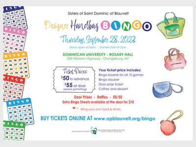 Sisters of St. Dominic of Blauvelt Designer Handbag Bingo