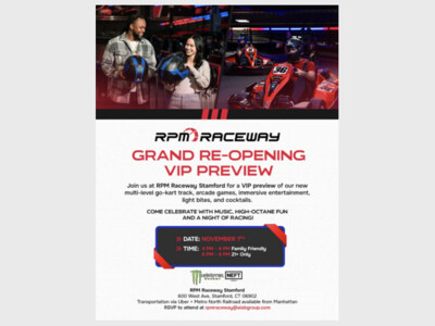 RPM Raceway Stamford Grand Reopening Preview Event (11/7)