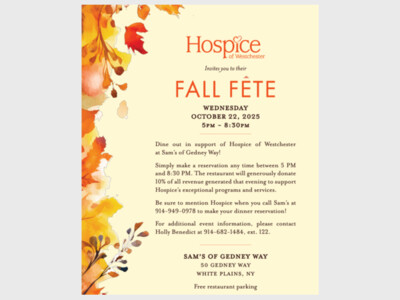 Hospice of Westchester Hosts Fall Fête at Sam’s of Gedney Way